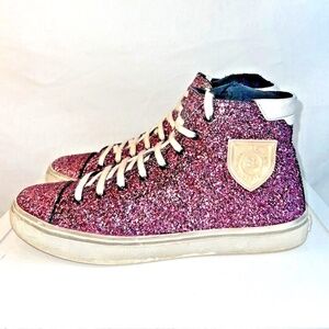 Saint Laurent - Men's Bedford High Top in Glitter Rose Pink Size 43.5/10.5 Shoes